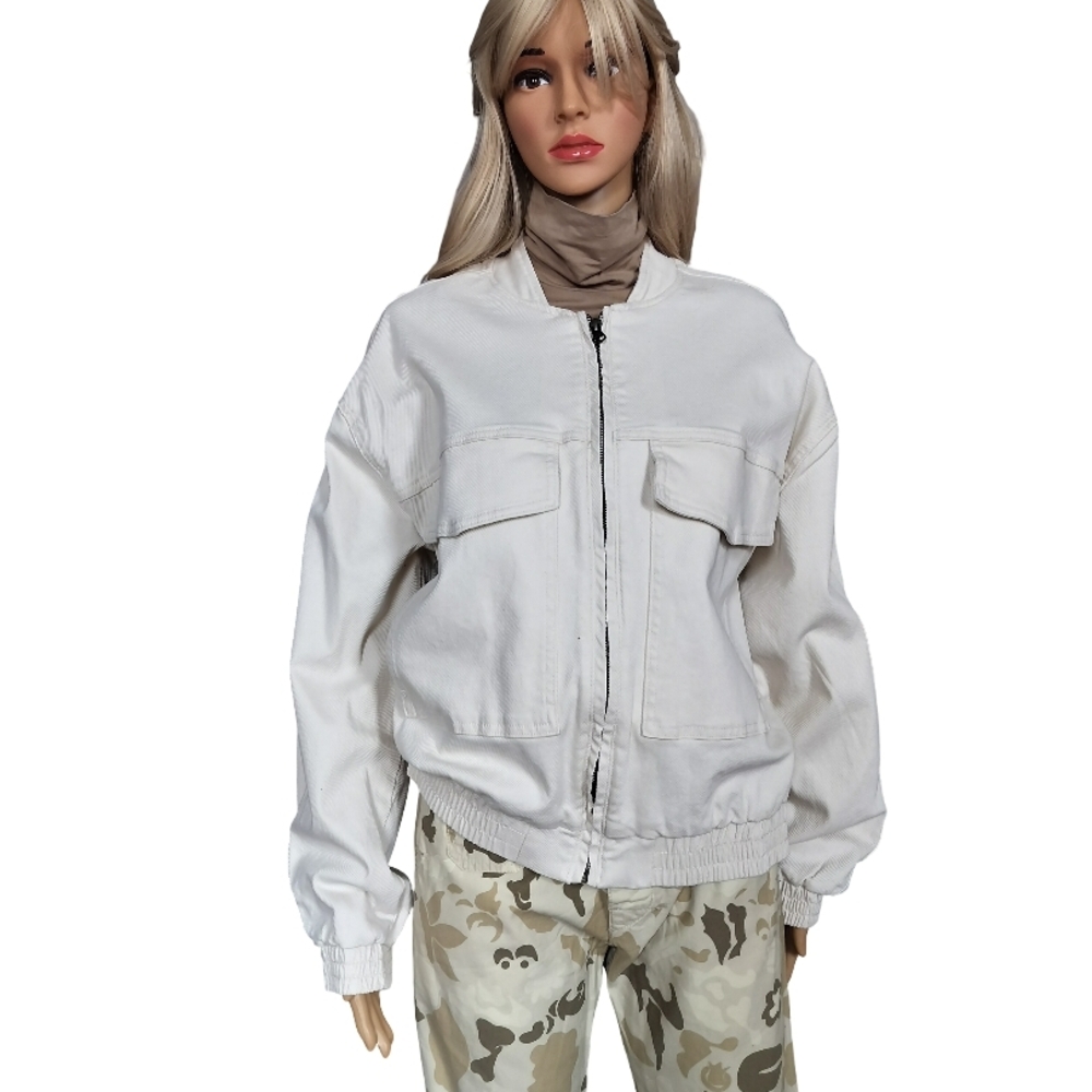 Elegant Cream Bomber Jacket for Women